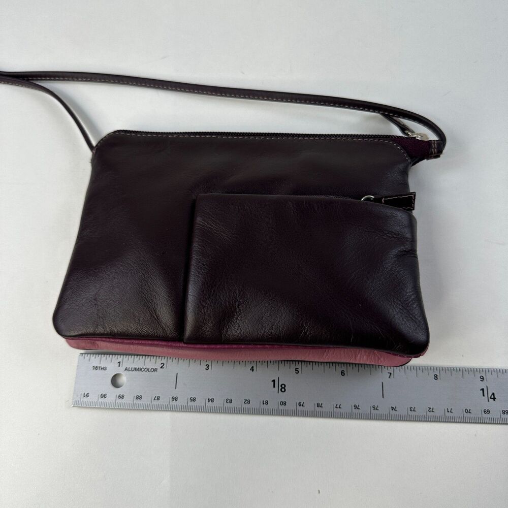 Mywalit Leather Crossbody Small Purse Multi Comp Travel Organizer Purple 8 x 5 - Picture 13 of 13